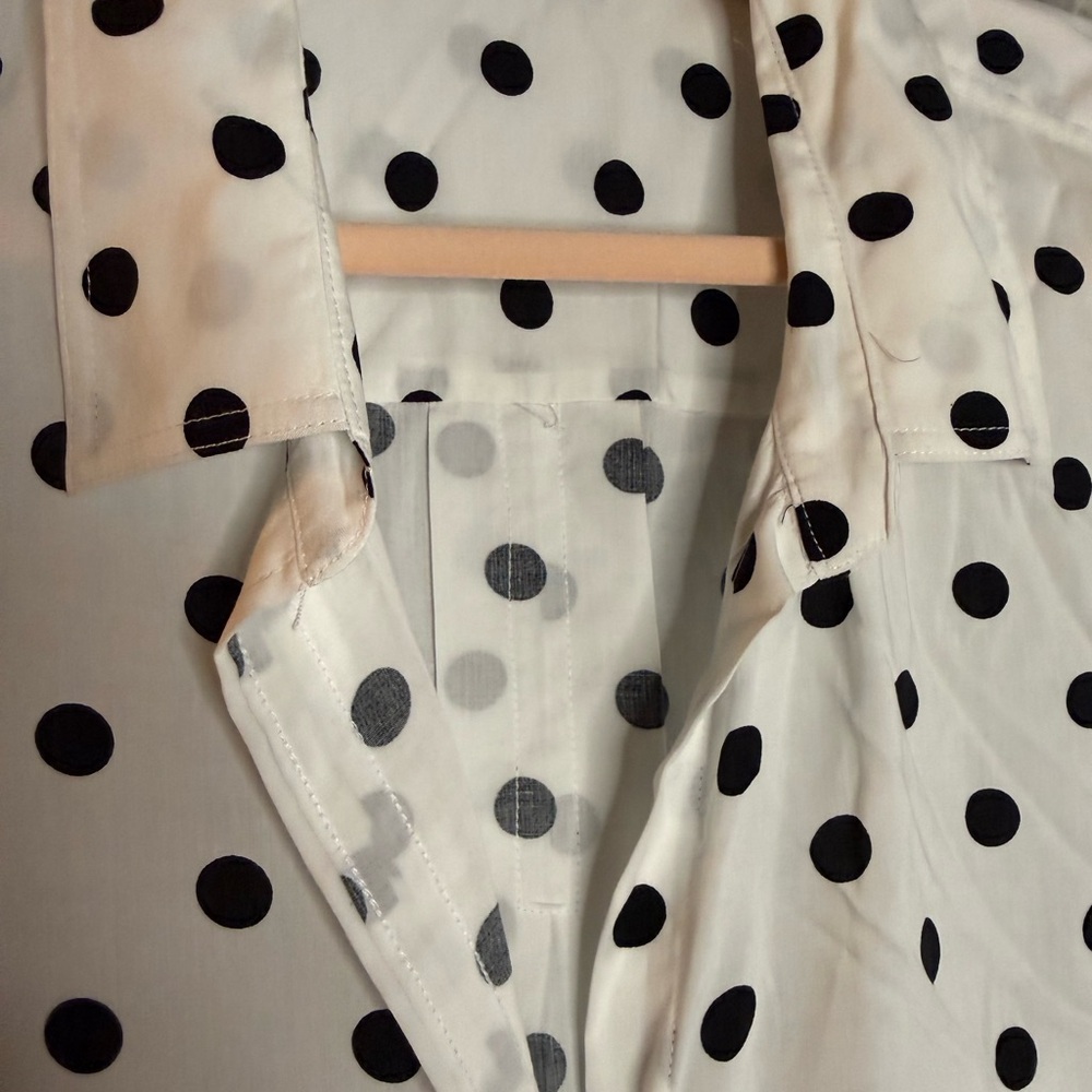 Velvet Heart White Button-Down Shirt with Black Polka Dots - Picture 3 of 8